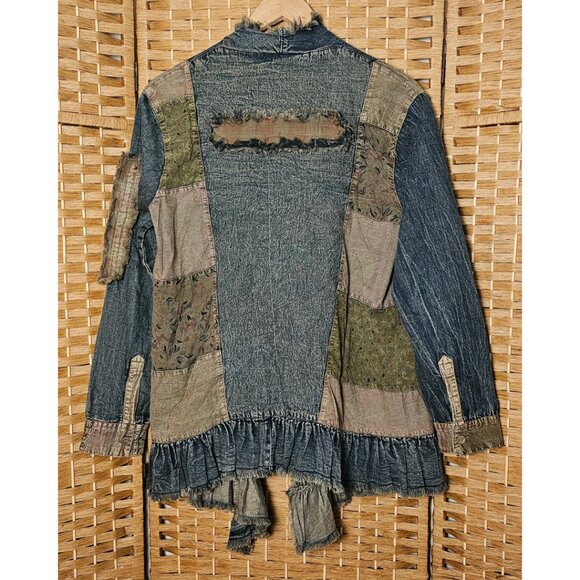 Young Threads Patchwork Denim Shrug Jacket XL NWT - Picture 2 of 6